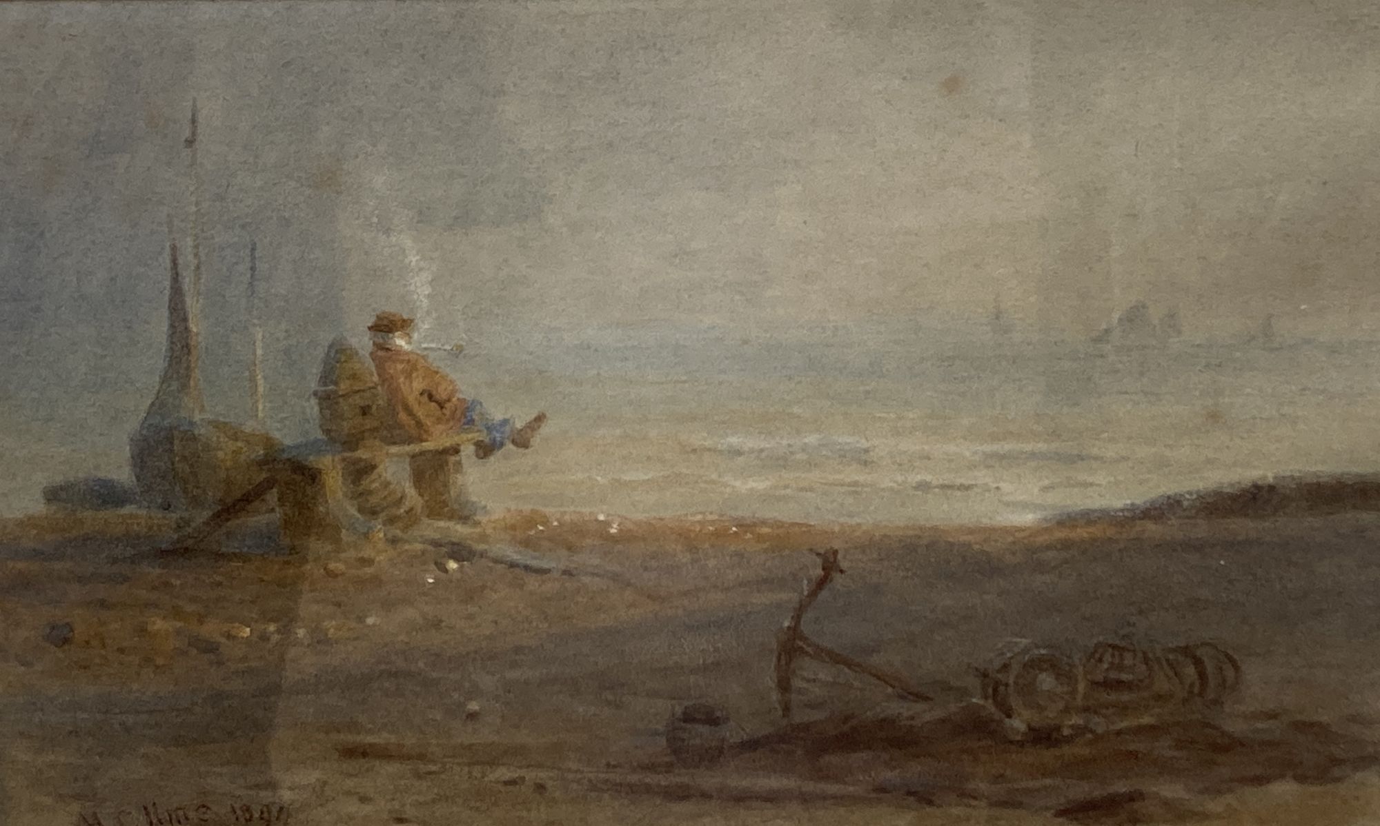 Henry George Hine (1811-1895), watercolour, Old Navarino, an Eastbourne character, signed and dated 1891, with artist label retained